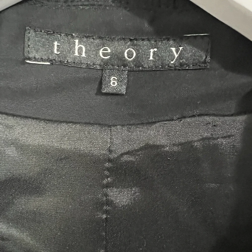Theory Blazer Women's 6‎ Black Cotton Single Breasted Peak Lapel Classic Career